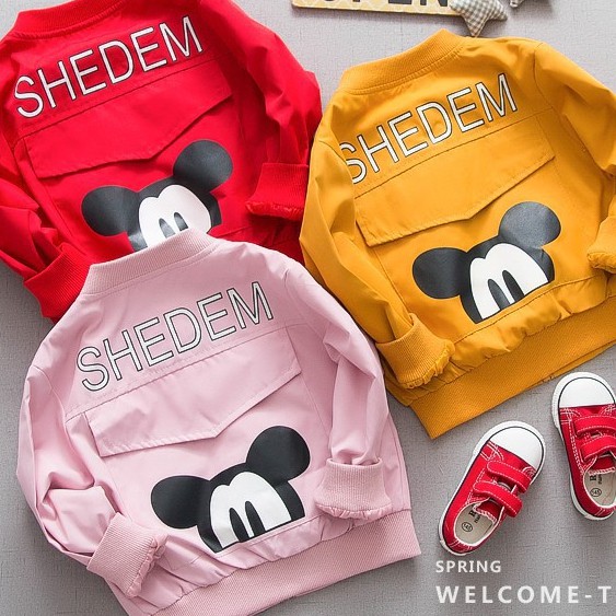 Áo khoác gió bé gái size 11 - 28kg áo gió 2 lớp họa tiết chuột micki siêu đẹp AK31