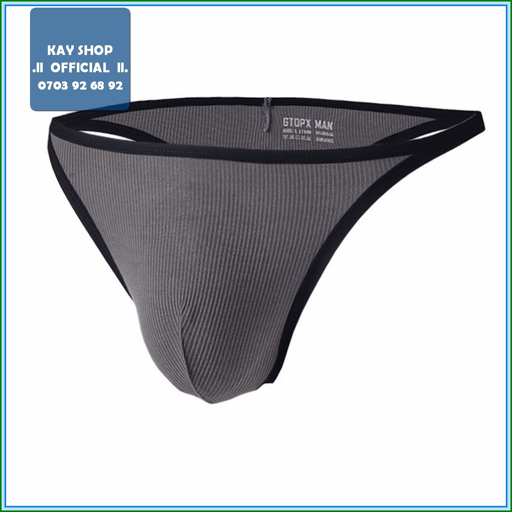 Quần lót lọt khe sexy nam GTOP XMAN thun Modal vân sọc sọc viền độc lạ - Quần sịp nam khoe mông căng tròn gợi cảm