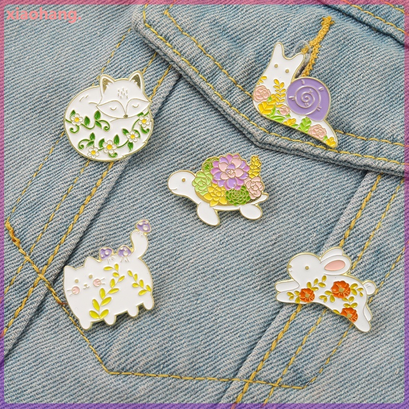 Cute Rabbit Cat Enamel Pins Funny Animal Brooch Cartoon Turtle Fox Pin Lapel Badges Jewelry Gift to Friend