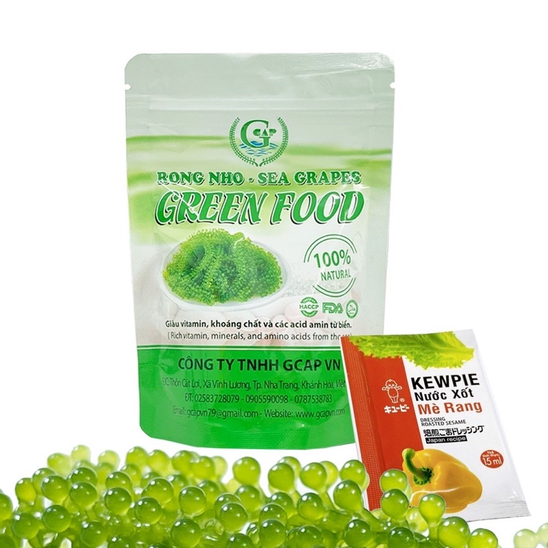 Rong nho tách nước Green Food gói 100gr - Giòn ngon - tươi xanh không tanh - check mã vạch cty