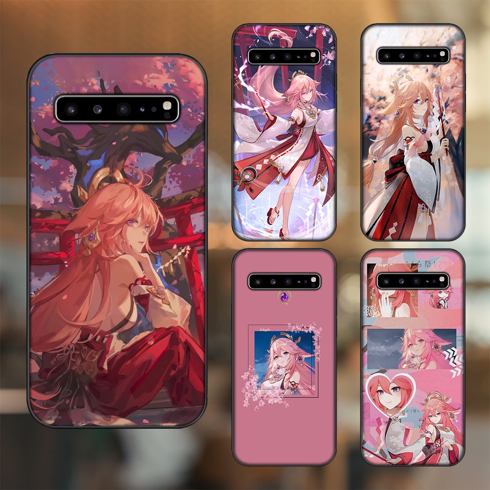 Ốp lưng Samsung S10, S10 5G, S10 Plus viền đen in hình Yae Miko Genshin Impact