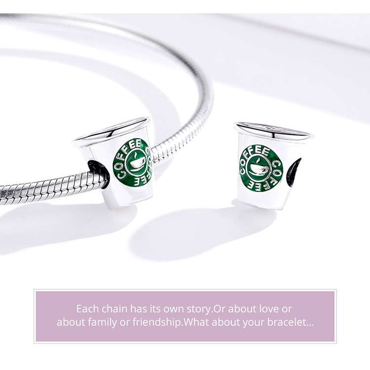 Mặt Trang Sức BAMOER SCC1545 Bằng Bạc 925 Hình Ly Cà Phê Dùng Thiết Kế Nữ Trang DIY