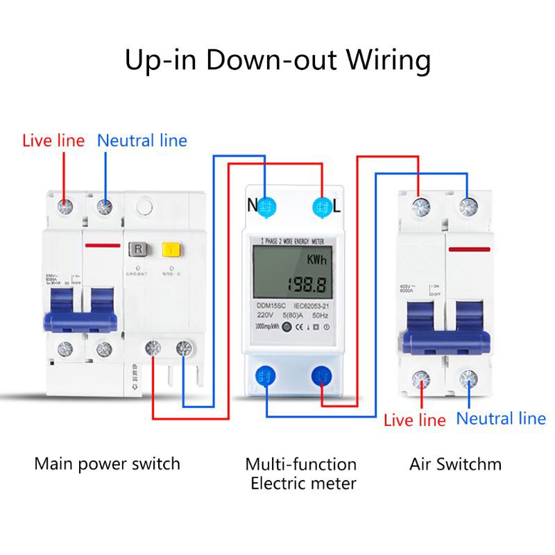 Đồng Hồ Đo Năng Lượng Điện Tử 1 Pha 2 Dây 5 (80) A Din