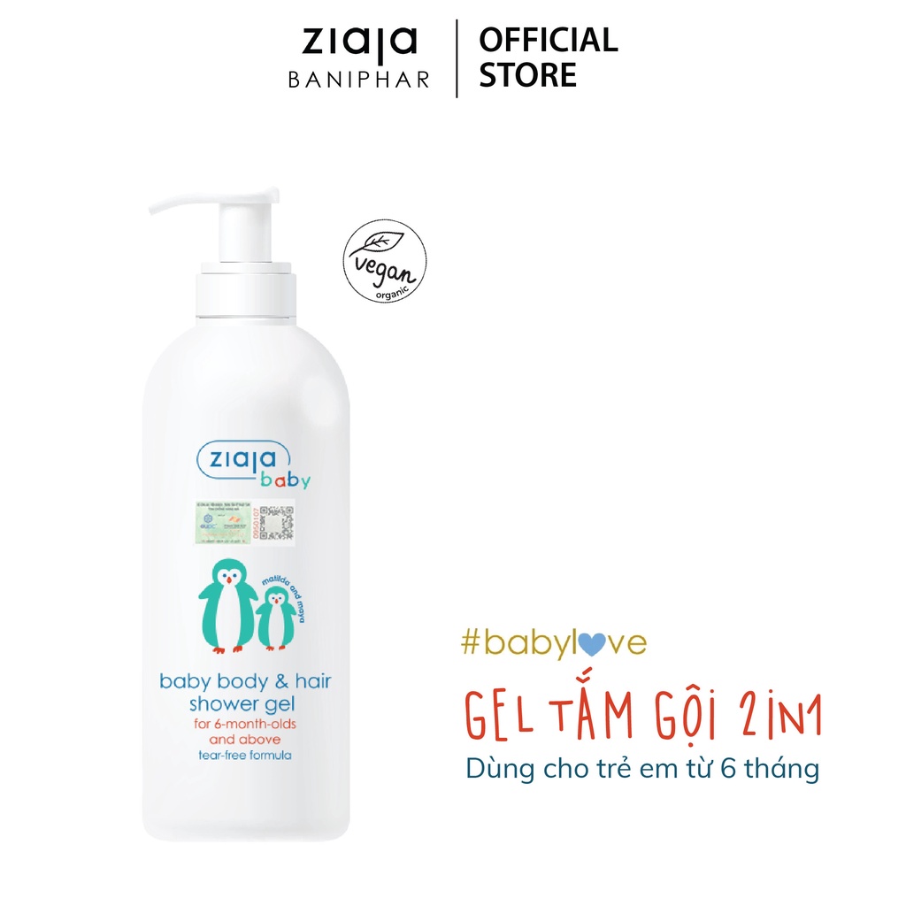 Gel Tắm Gội 2in1 Cho Trẻ Từ 6 Tháng Tuổi Ziaja Baby ZIAJA BANIPHAR Giúp Làm Sạch Nhẹ Nhàng Và Cấp Ẩm Cho Da Bé 400ml