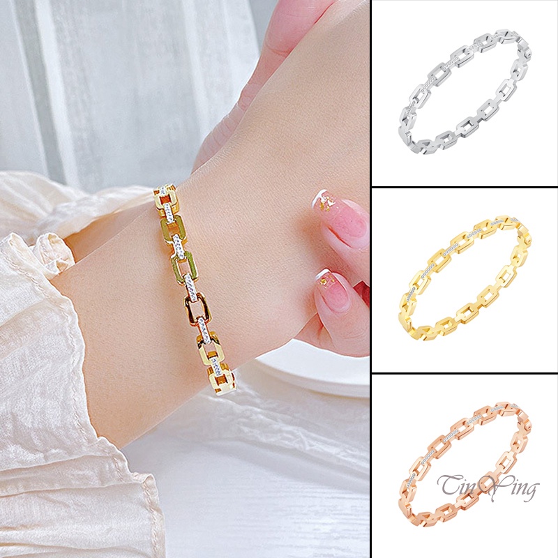 GETNOIVAS Vòng Tay Bằng Thép Không Gỉ Đính Đá Zircon Màu Sắc Thời Trang