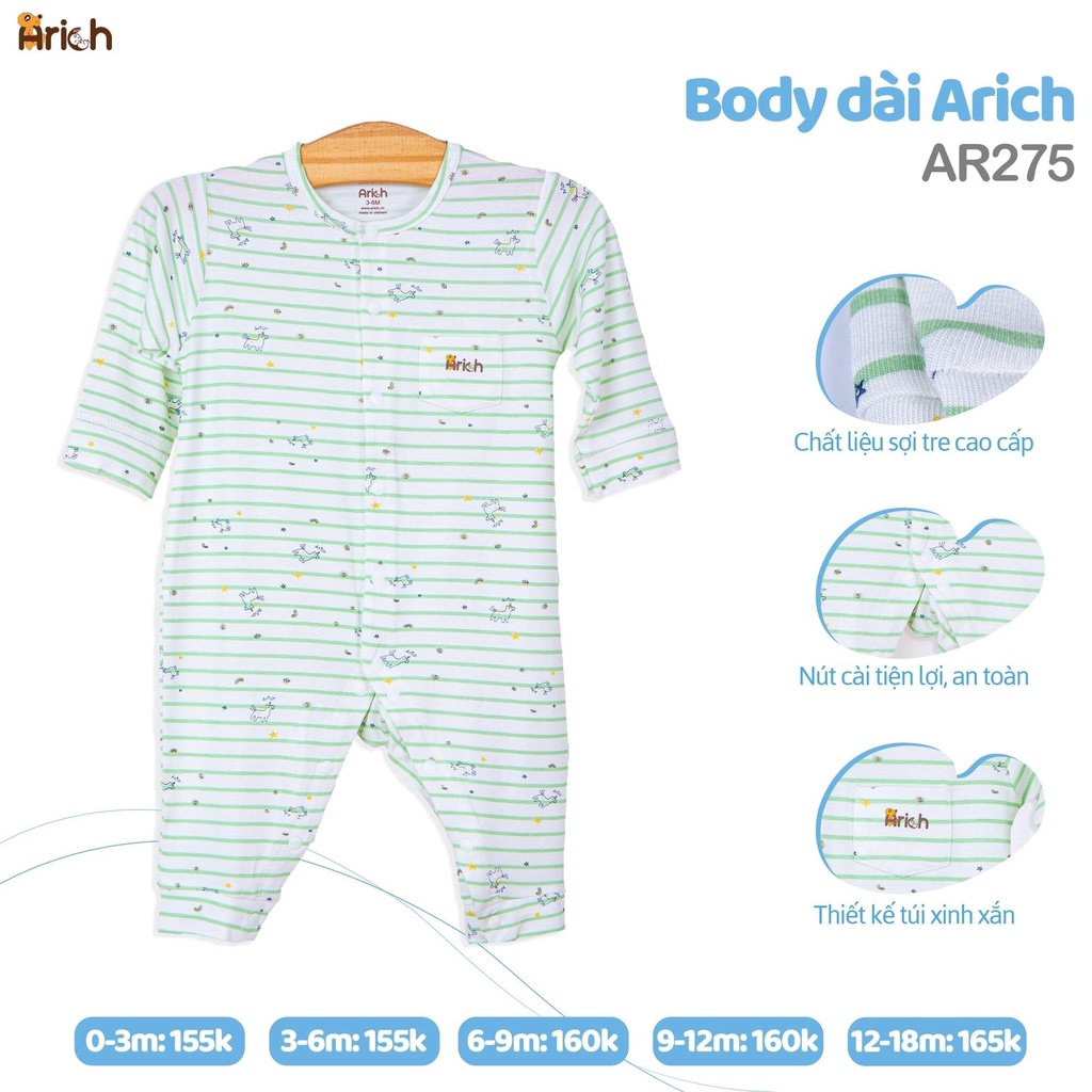 Bộ body dài Arich họa tiết siêu dễ thương cho bé