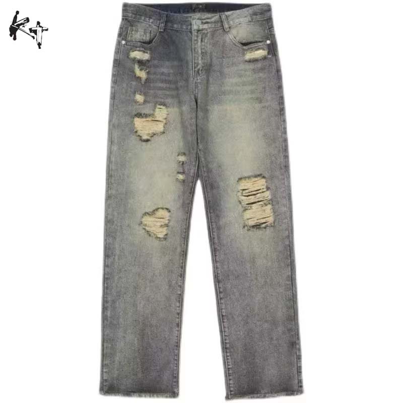 【KT】Quần Jeans Dài Lưng Cao Ống Đứng Có Khóa Kéo Thời Trang Mùa Hè Cho Nam