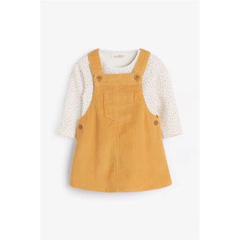 Set yếm váy kèm áo hãng Next xuất dư chất liệu cotton cho bé gái cao từ 80cm đến 130cm