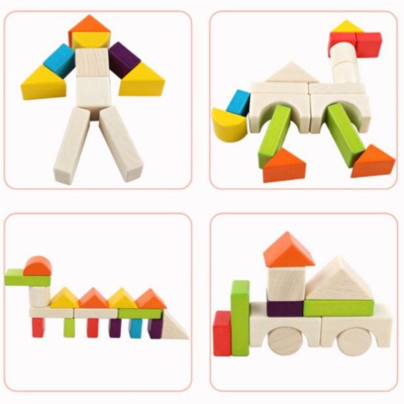 🟥 ĐỒ CHƠI GỖ 30 KHỐI SÁNG TẠO CÙNG BÉ XÂY DỰNG MÔ HÌNH TỪ KHỐI GỖ