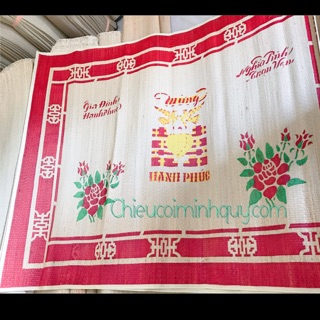 Chiếu cói 1m8-2m in hoa bo viền