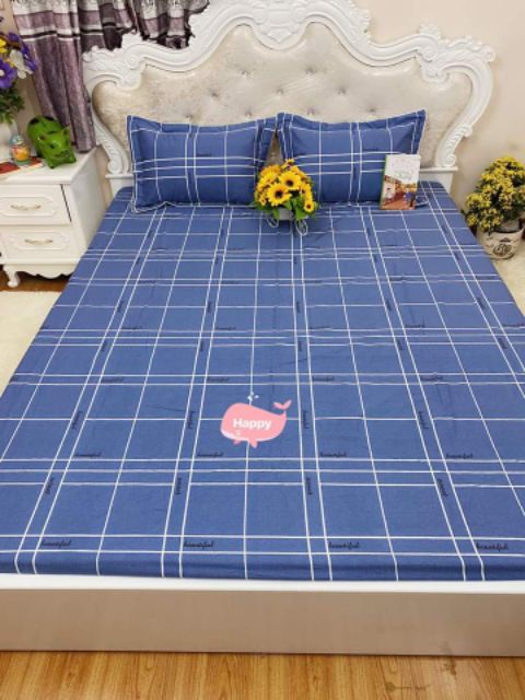 Chăn ga cotton hàn quốc thắng lợi set 4 món ga chun 2 vỏ gối đầu vỏ chăn