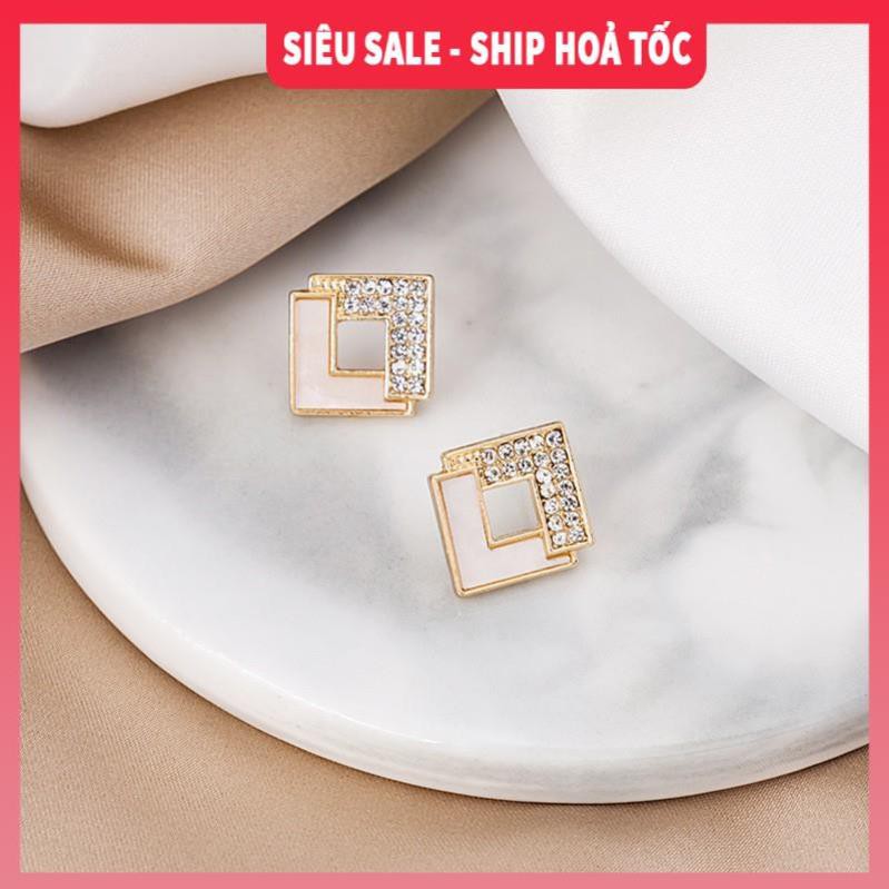 [SIÊU SALE - KÈM ẢNH THẬT] Bông tai đính đá hình thoi| Khuyên tai đẹp| Phong cách Hàn Quốc - Wink Accessories L1AS05