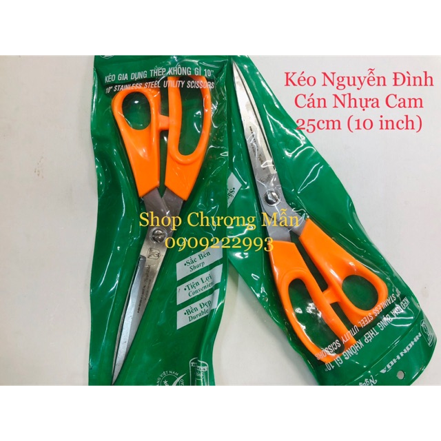 1 Cây Kéo Cắt Vải [Nguyễn Đình] Cán Nhựa Cam Loại Tốt Giá Sỉ