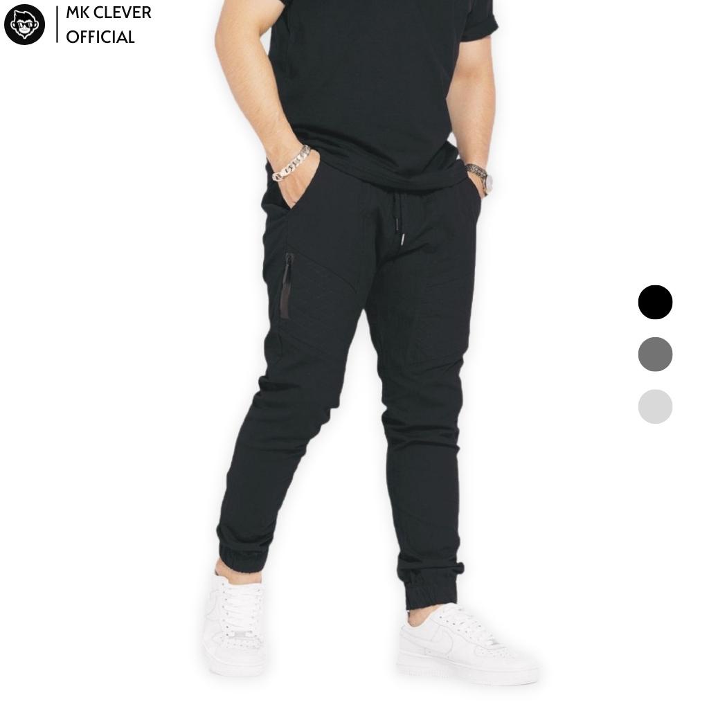 Quần Jogger Nam Đũi Phối Khóa MK CLEVER Co Giãn, Họa Tiết Tinh Tế, Dáng Đứng