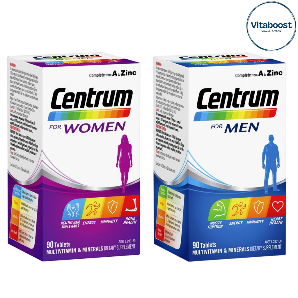 Viên uống Vitamin tổng hợp Centrum 90 viên chính hãng Úc dành cho nam & nữ