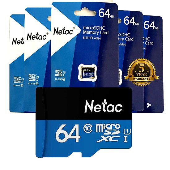 Thẻ nhớ microSD NETAC 32GB, 64GB, 128GB class 10 - Bảo hành 5 năm - Chuyên dụng cho camera và điện thoại