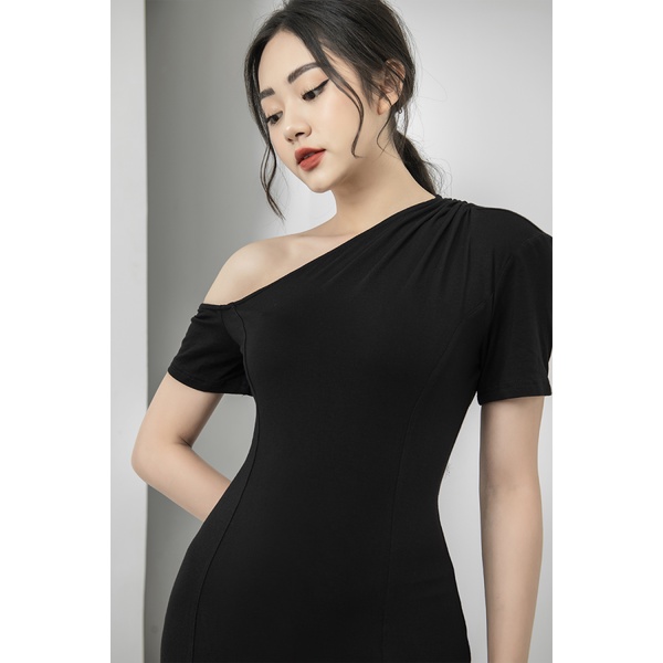 Đầm thiết kế lệch vai dáng ôm xẻ tà Gemmi fashion, DK8413