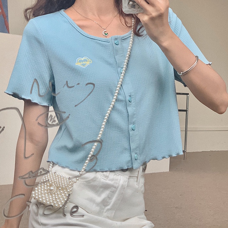 Áo Thun Ngắn Tay Màu Trơn Thêu Họa Tiết Dành Cho Nữ JL-TX-312