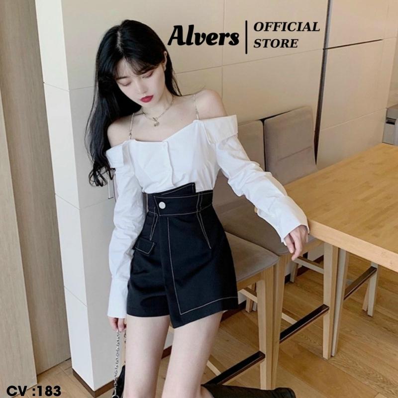 Quần giả váy Top Fashion Viền Chỉ Nổi Màu Đen Trắng Size S M L.183
