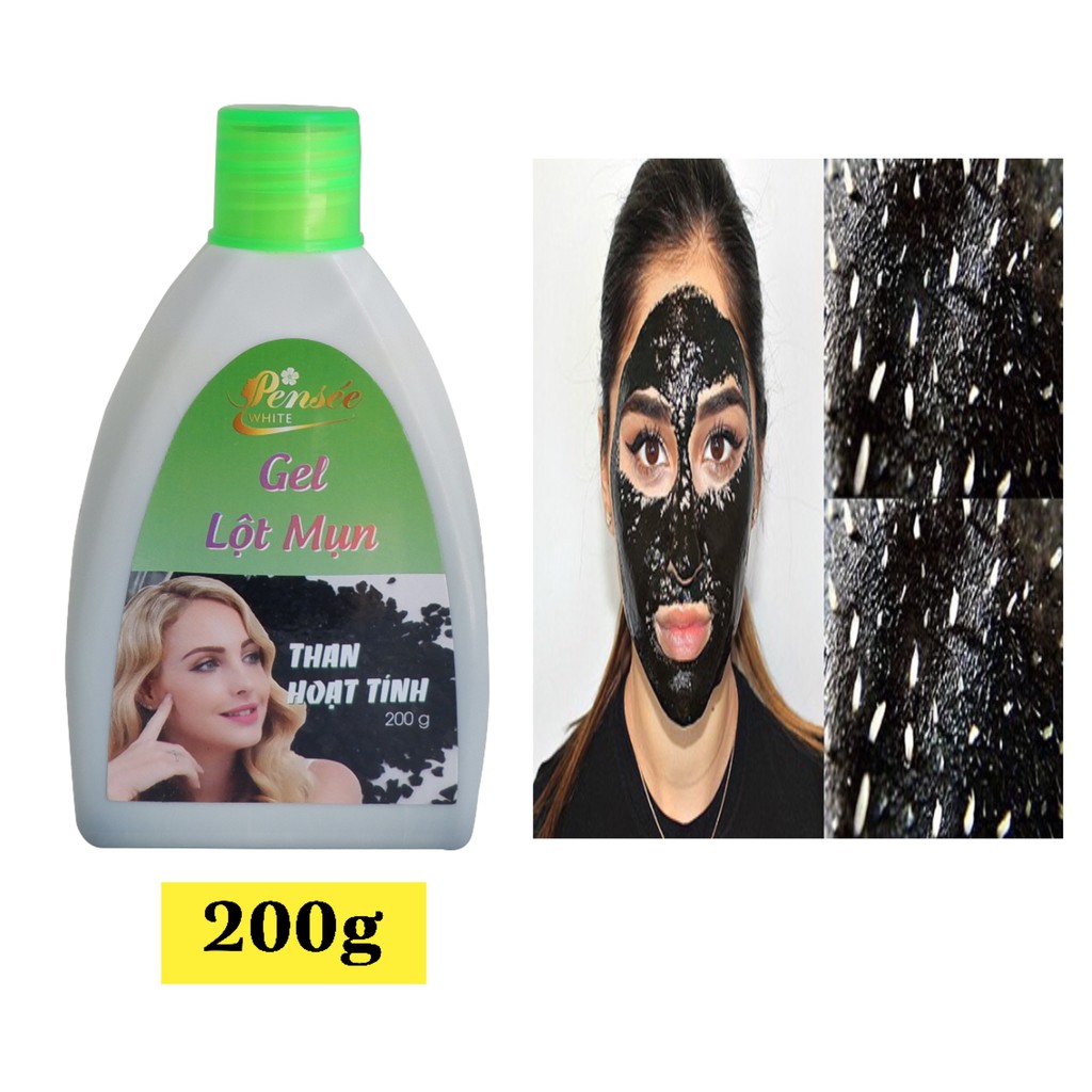 Gel lột mụn đầu đen, mụn cám than tre hoạt tính Wicbe 200g, gel hút mụn than tre Wicbe