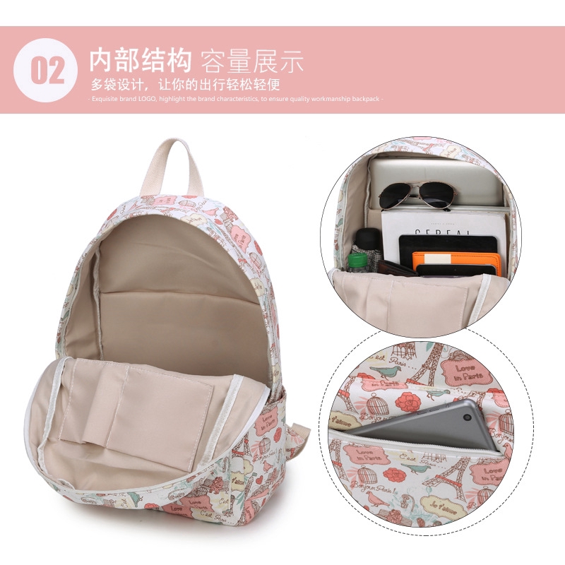 Ba Lô Vải Canvas In Họa Tiết Dễ Thương Thời Trang