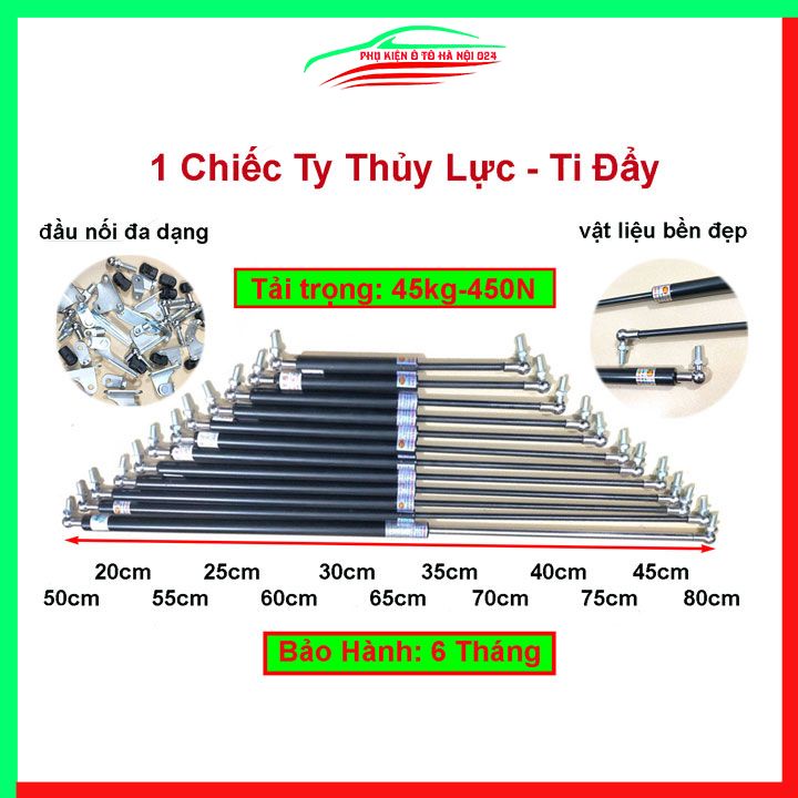 Ty thủy lực chống cốp ô tô, ty capo , ty chống cửa 450N chiều dài 20-80cm