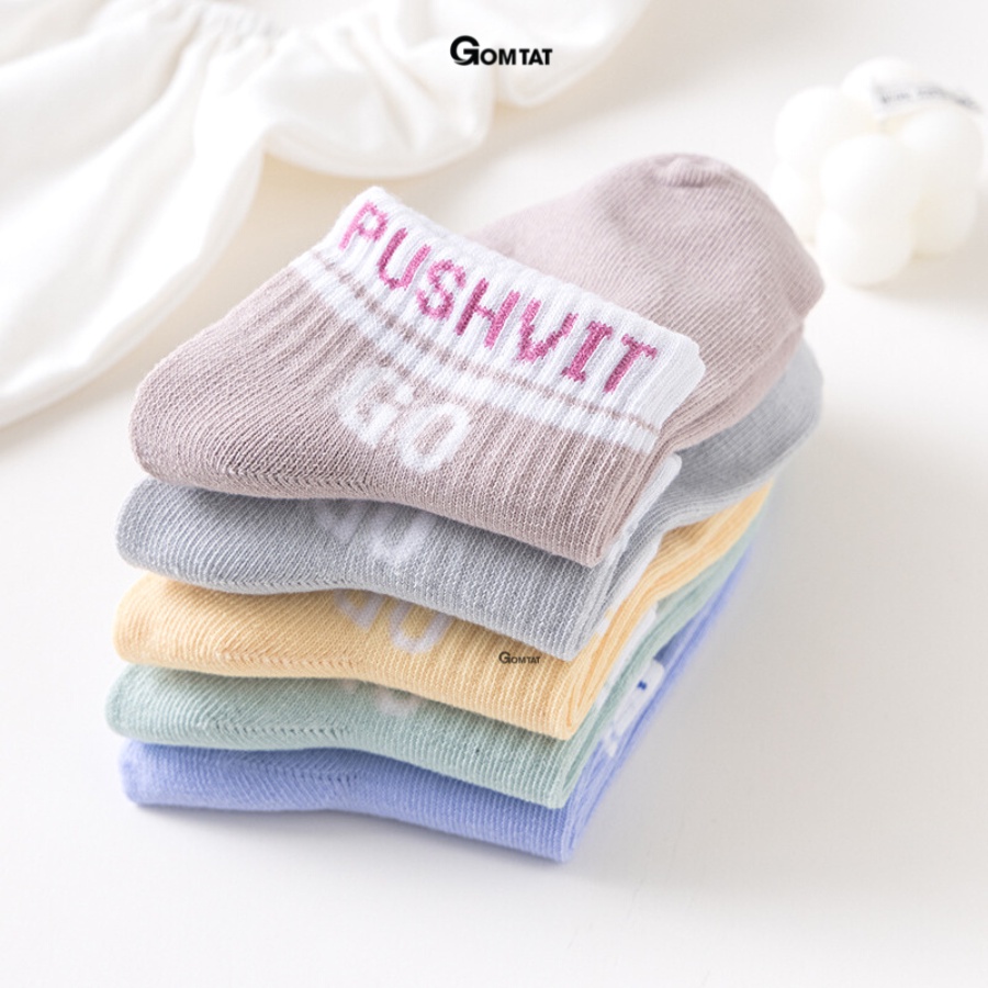 Set 5 đôi vớ nữ cổ ngắn GOMTAT mẫu Pushvit Go, chất liệu cotton kháng khuẩn cao cấp, thấm hút mồ hôi - CB085