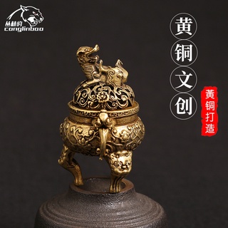 Lư đốt trầm hương bằng đồng thau nguyên chất họa tiết động vật sang trọng chất lượng cao