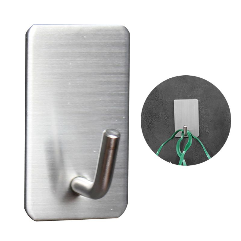 Móc treo đồ dán tường tự dính hình chữ nhật thép không gỉ chống thấm nước dành cho phòng tắm nhà bếp nhà cửa