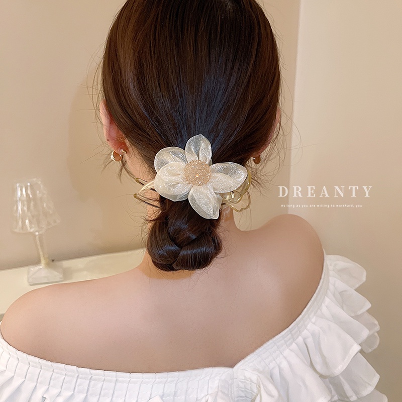 Kẹp Tóc Hình Nơ Lưới Đính Kim Cương Nhân Tạo Thời Trang Hàn Quốc