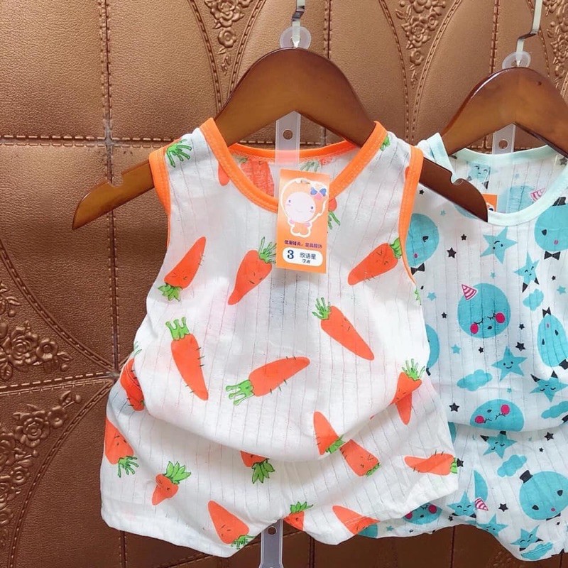 Bộ cotton giấy kiểu ngắn tay/ba lỗ cho bé trai/bé gái