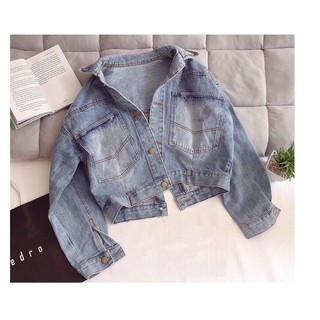 ÁO KHOÁC JEAN NỮ 4 CÚC SAU LƯNG (XANH JEAN) CROPTOP SIÊU HOT 1449