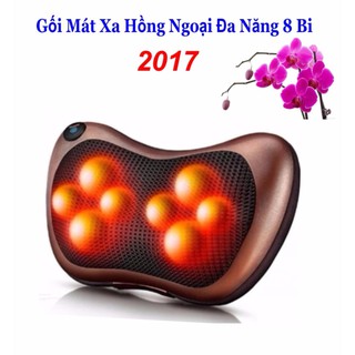 Gối masage 8 Bi Hồng Ngoại Công Nghệ Nhật Bản + tặng đầu cắm xạc trên ô tô