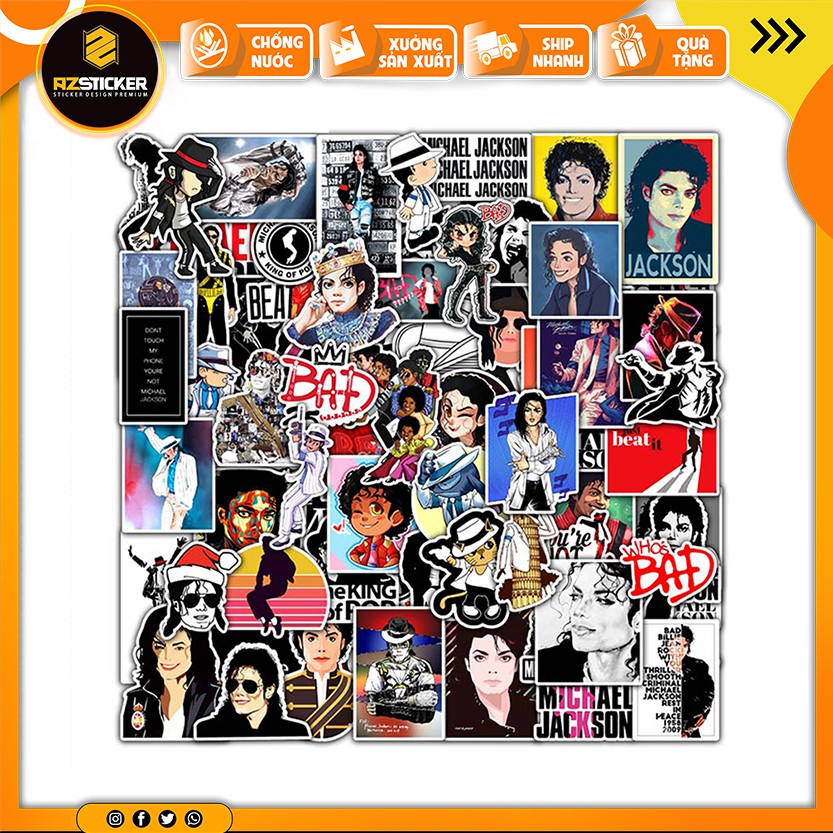 Set Sticker Michael Jackson  | Sticker Dán Nón Bảo Hiểm, Sticker Dán Xe, Sticker Dán Điện Thoại, Dán Vali
