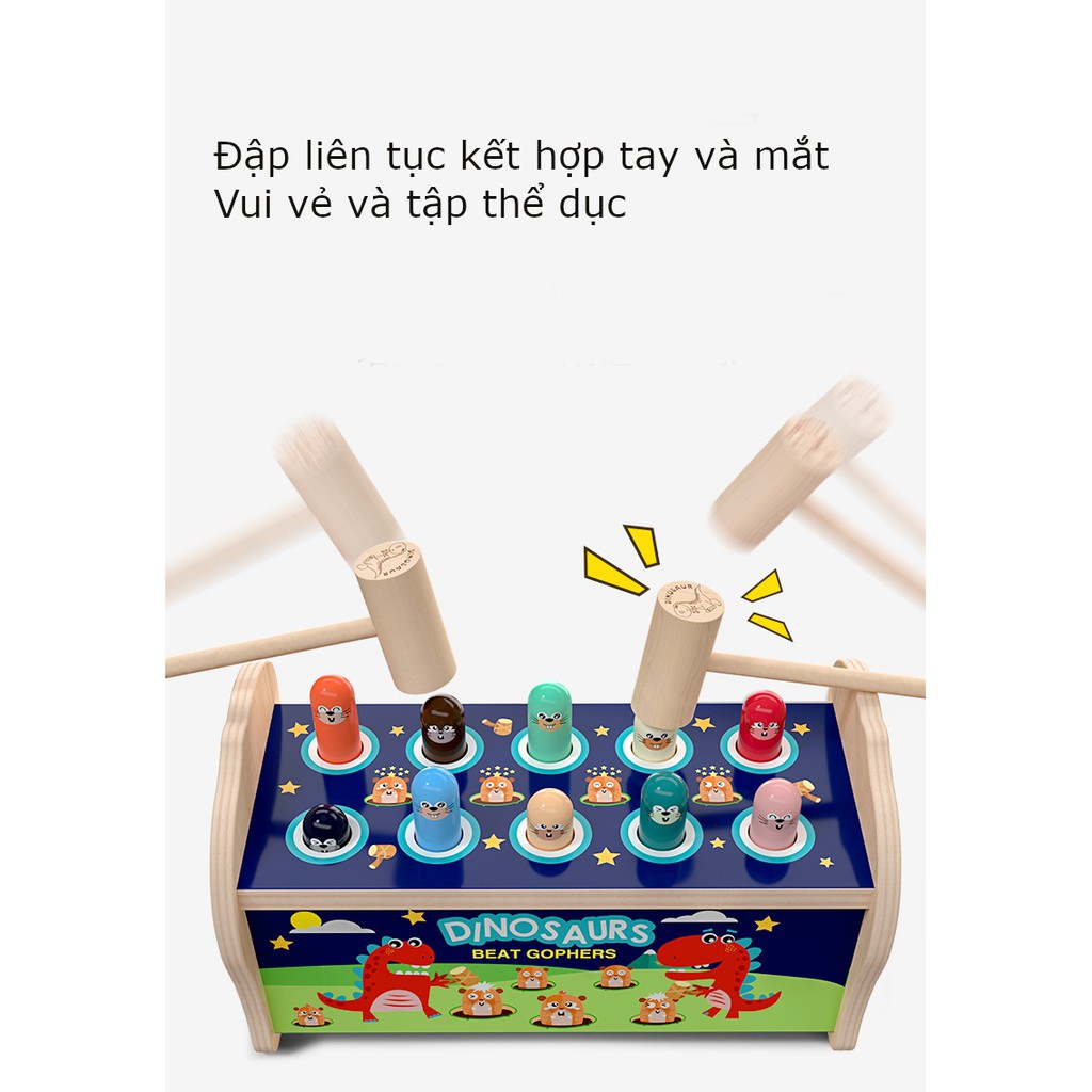 Đồ chơi đập chuột bằng gỗ cho bé, đồ chơi giáo dục sớm trẻ em 1- 3 tuổi