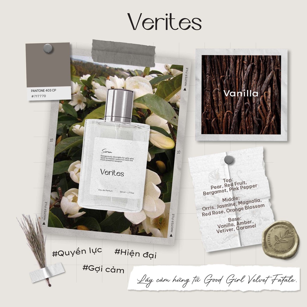 Nước Hoa Nữ VERITES Siren Tinh tế, Gợi cảm, Sang trọng - Inspired by Good Girl Velvet Fatale 50ml