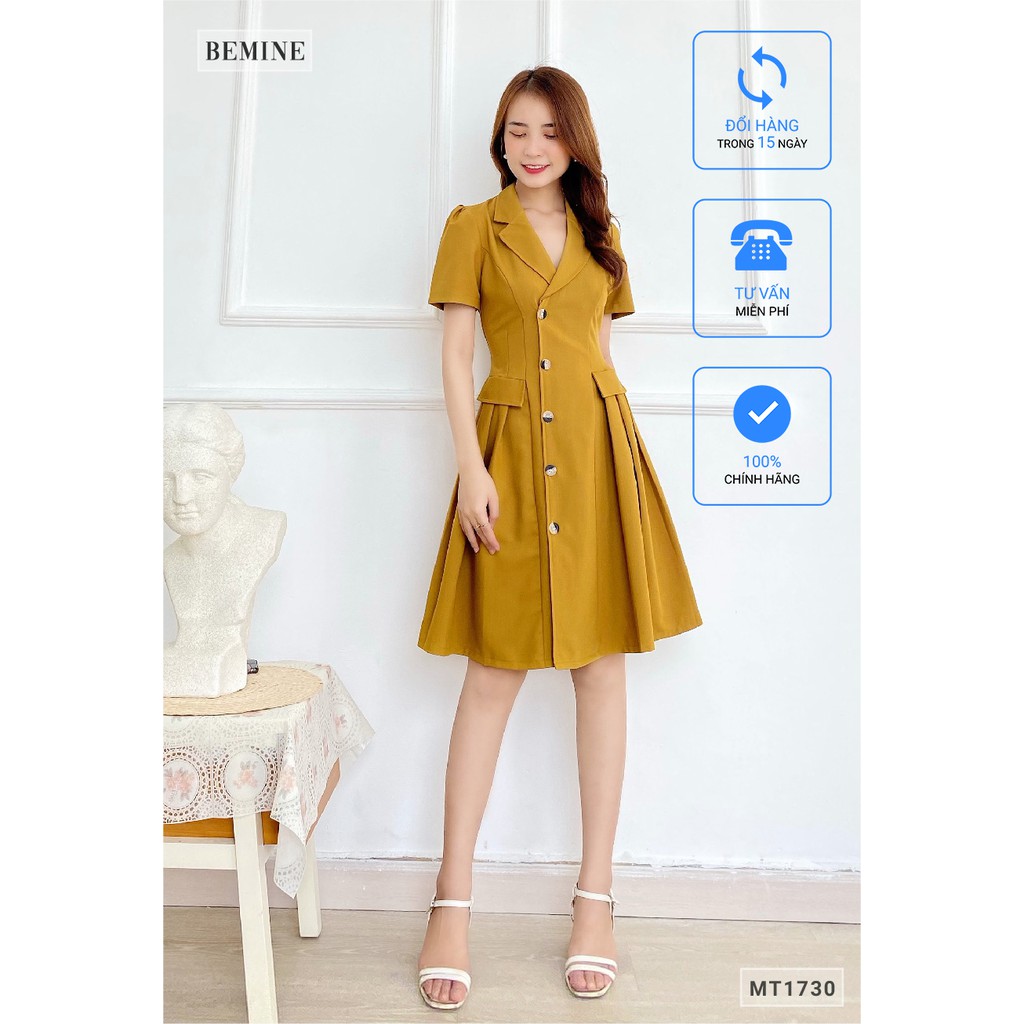 Đầm vest túi đắp giả xếp ly BEMINE MT1730VANG