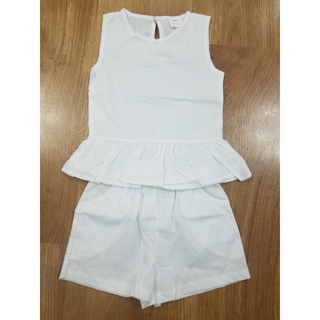 Bộ kate cotton kiểu peplum cho bé gái