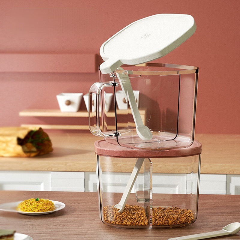 Hộp Đựng Gia Vị Trong Suốt Có Tay Cầm Và Muỗng Tiện Dụng