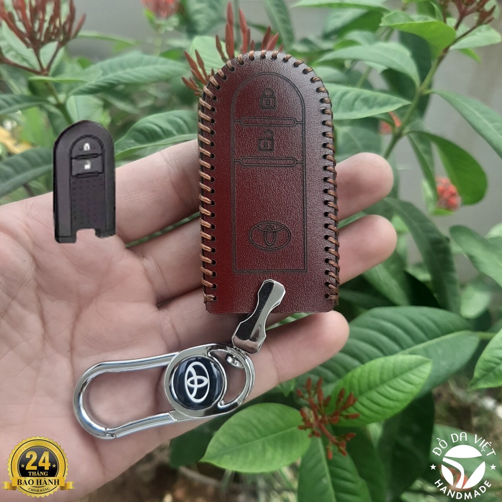 Bao Da Chìa Khóa Ô tô Toyota Rush, Wigo 20-21, Da Bò Nhập Khẩu ITALIA, Khắc Tên, Số ĐT Chủ xe