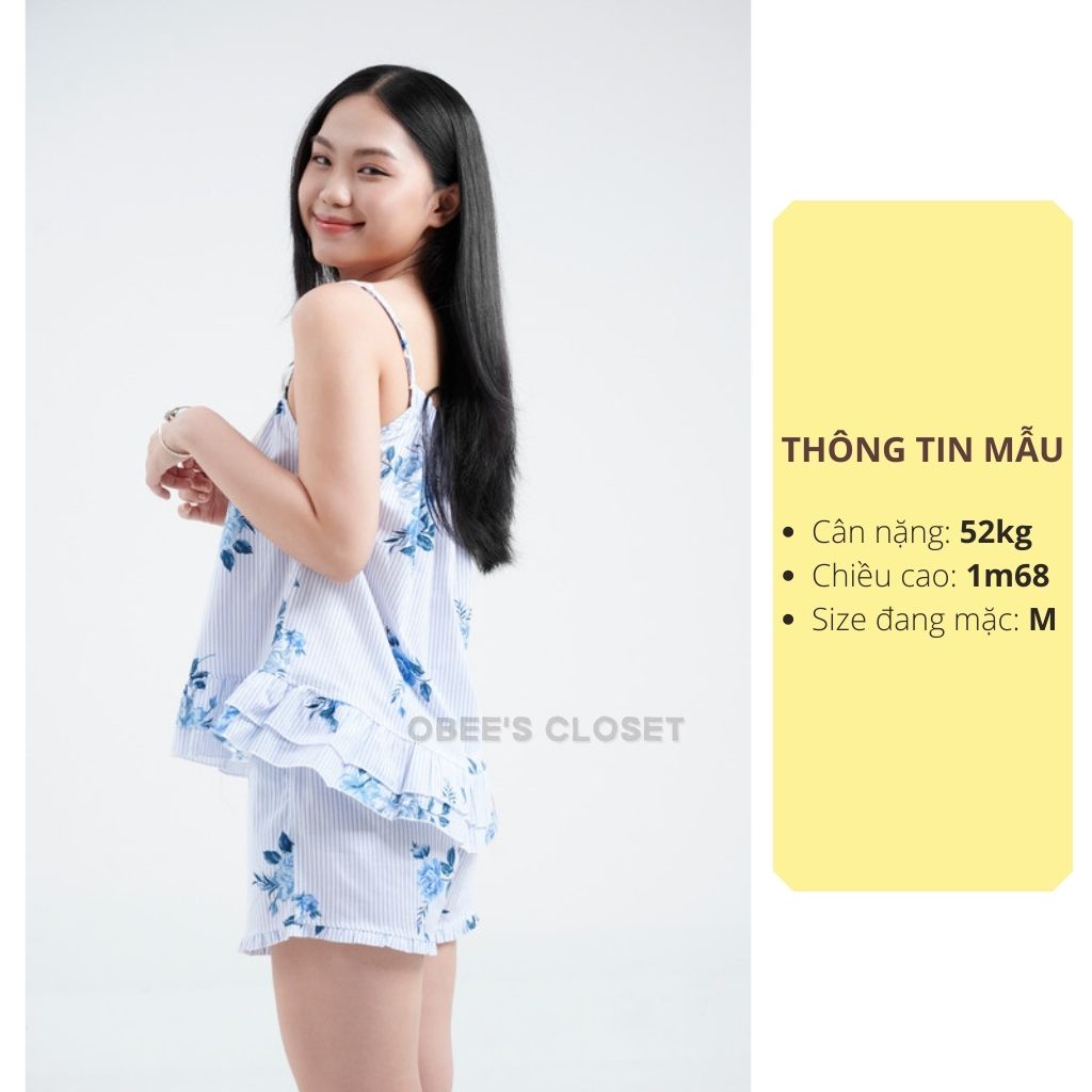 Đồ bộ đùi nữ Obee's Closet Bộ 2 dây kate mặc nhà mùa hè