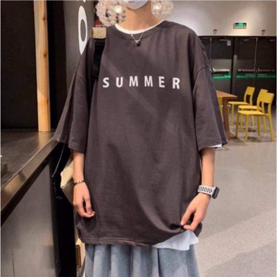 Áo thun unisex tay lỡ nam nữ form rộng ,áo phông phong cách SUMMER basic tee A105