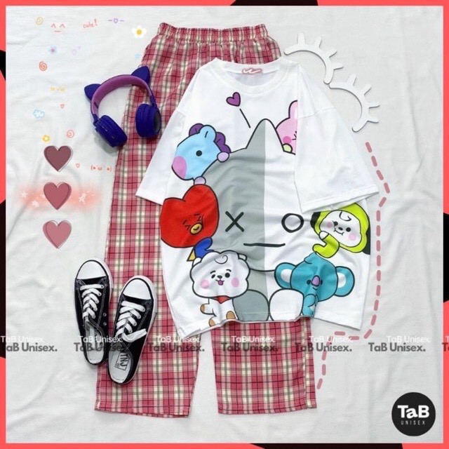 Set Đồ Bộ Nữ Quần Caro Kate Ống Rộng NHIỀU MẪU 01 * Đồ Bộ Hoạt Hình Freesize S.I.Z Fashion | BigBuy360 - bigbuy360.vn