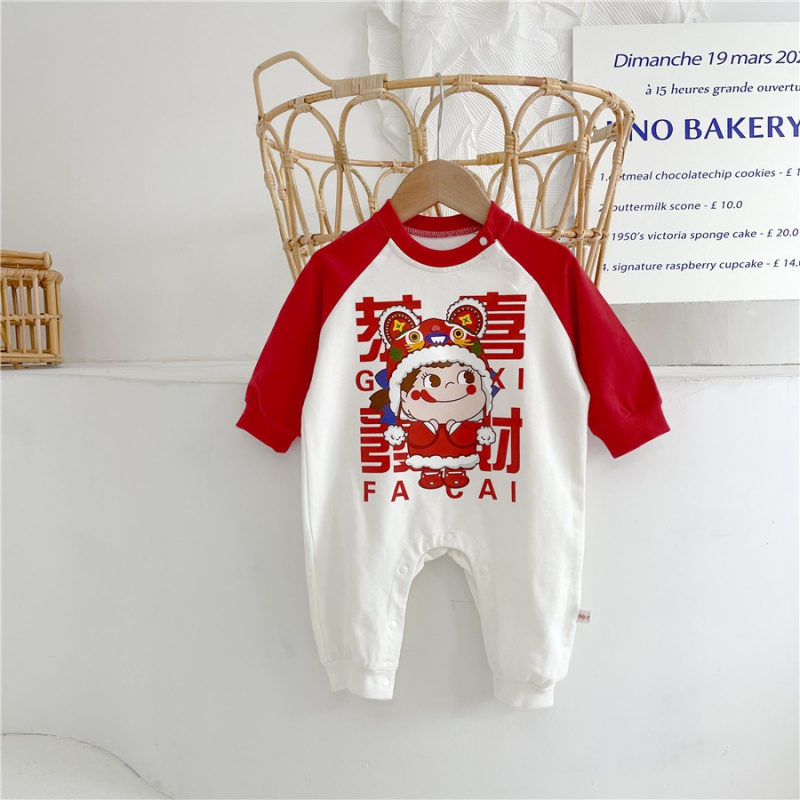 Áo liền quần cotton dài tay phong cách thời trang xuân thu dành cho bé gái