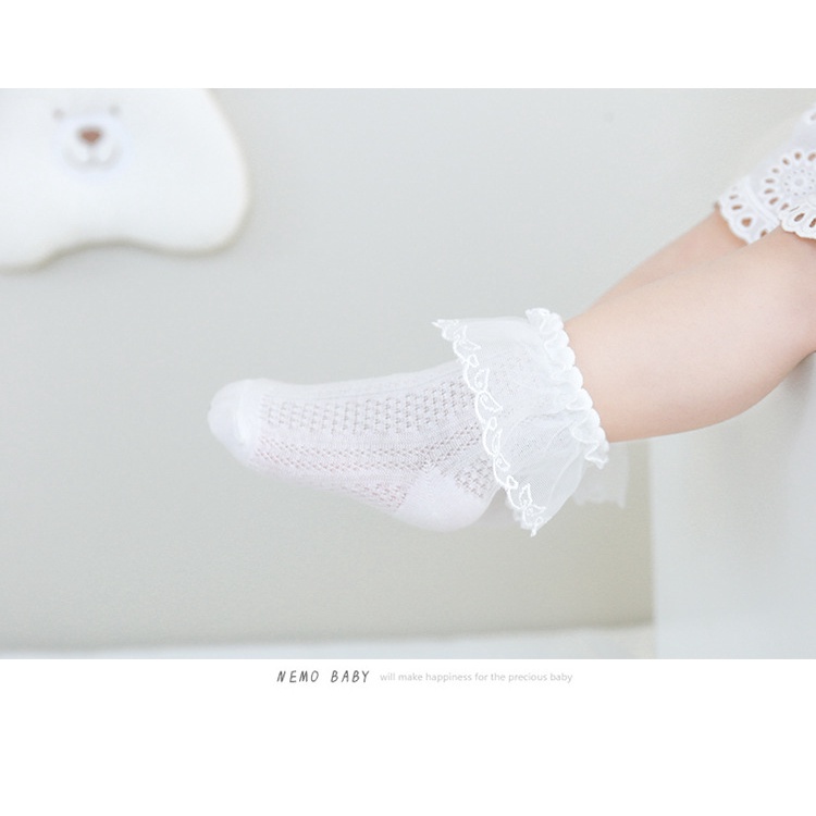 Tất/vớ ren trơn cổ ngắn nhiều kiểu phong cách tiểu thư cao cấp Nemo Baby cho bé 0-8 tuổi