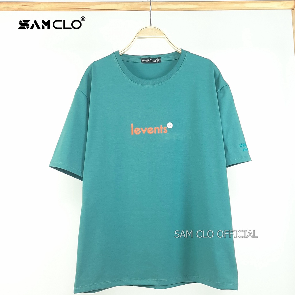 Áo thun nam nữ tay lỡ SAM CLO form rộng Unisex, mặc cặp, nhóm dấu tích chữ LEVENTS - 80% COTTON