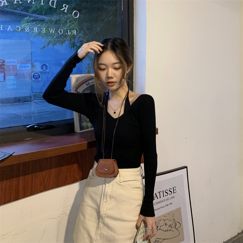 Áo thun len kiểu nữ Dài tay Ulzzang Hàn Quốc Áo len nữ Tay dài Thu Đông Thời trang | BigBuy360 - bigbuy360.vn