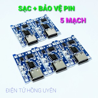 Combo 2 mạch / 5 mạch sạc TP4056 mẫu Sịn (có tích hợp thêm bảo vệ pin và hỗ trợ sạc nhanh 2A). Mạch sạc 1S cell 18650
