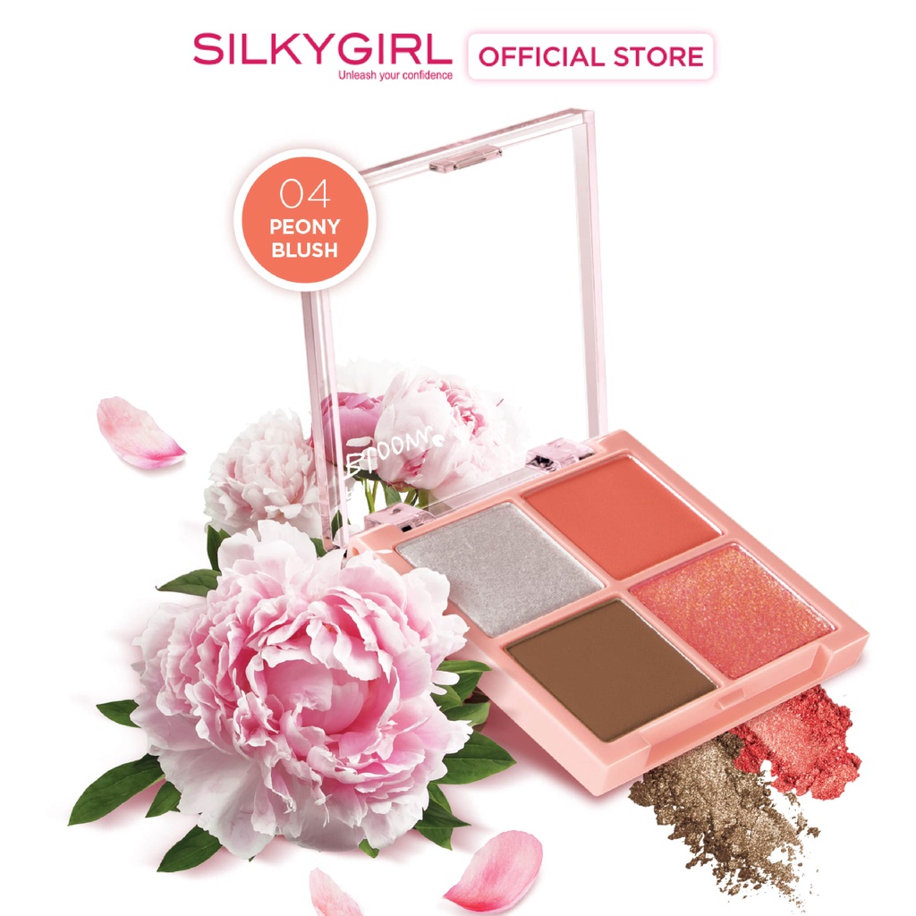 Phấn Mắt SilkyGirl 4 ô Có Nhũ Full BLoom Quad