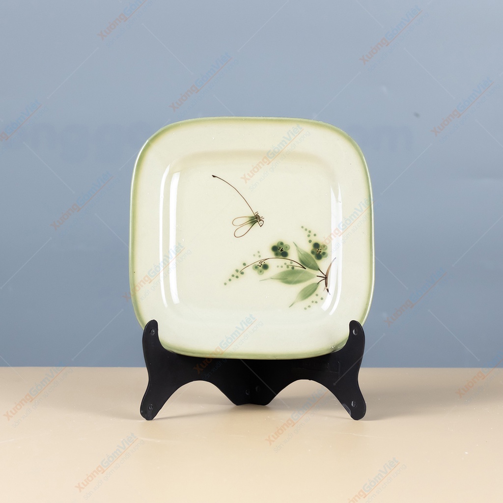 Bộ đĩa chuồn xanh set up bàn ăn gia đình - setup nhà hàng, quán ăn sang trọng và đẳng cấp - gốm bát tràng loại 1